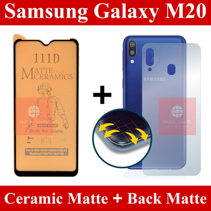 Samsung Galaxy M20 Screen Protector Matte Unbreakable Glass + Back Matte Protector Back sheet skin For Samsung Galaxy M20
