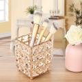 Crystal Makeup Brush Liner Mascara Holder Organizer Square Design Cosmetics Tools Container Comb Holder Pen Pencil Holder Storage Holder for Home Dressing Table and Birthday Gift. 