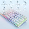 Tezarre TK63 Pro Wireless Keyboard Bluetooth/2.4G/USB Wired 60% Mechanical Gaming Keyboard RGB Backlit PBT Pudding Keycaps Hot-Swappable (Gateron Brown Switch, Off-White, White). 