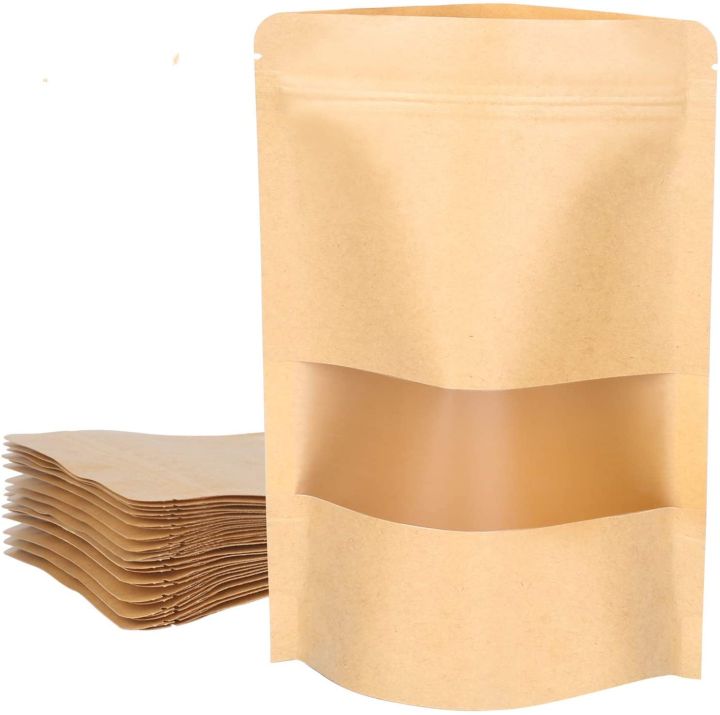 Pack%20of%203%20Natural%20Kraft%20paper%20Stand%20up%20pouch%20Zipper%20bags%20with%20Window%20brown%20color%20-%20Image%204