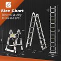 Heavy Duty 12.5FT / 14.5FT / 16.5FT / 18.5FT /  21.5FT / 26.5FT - A-Frame Telescopic Ladder Aluminium Portable Multi-Purpose Extension Ladder Telescoping Ladder, Extension Ladder for Household, INDOOR AND Outdoor Work. 