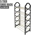 COMFORT ZOON Shoe Rack Organizer - Stainless Steel Shoe Rack Shoe Stand  Fashion Shoe Rack - Shoe Storage - 5  Tiers Heavyweight Shoe Stand hoe Rack Multifunctional Book Rack Accessories Rack for Home and Office Durable Non Breakable Shoe Organizer. 