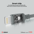 Sigma Turbo Series TC-3 Lightning (Iphone) Auto Disconnect Fast Charging Data Cable for Iphone (Lightning) Mobile Phones Pure Copper Wire Quick Charging Cable. 