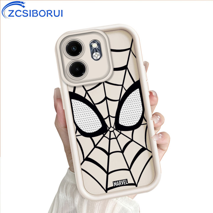 ZCSIBORUI for Infinix Smart 9 Hot 50i Back Cover Spider Man Facial Pattern Soft Camera Protection Rubber Ladder Phone Case