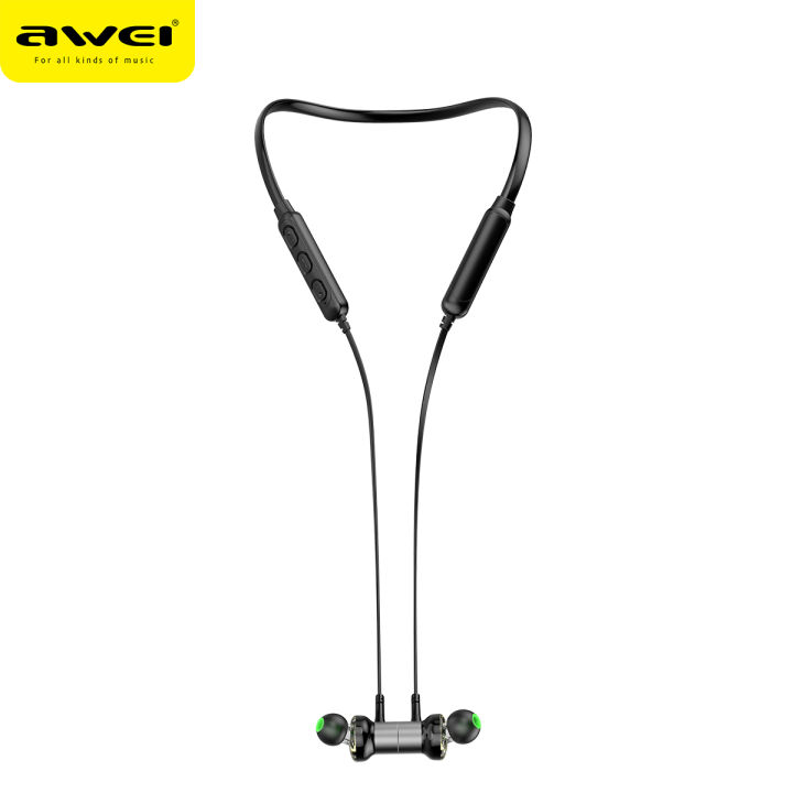 AWEI G20BL - Dual Drives Neckband True HiFi Wireless Bluetooth Sport Earphones IPX4 Waterproof Noise cancelling Magnetic