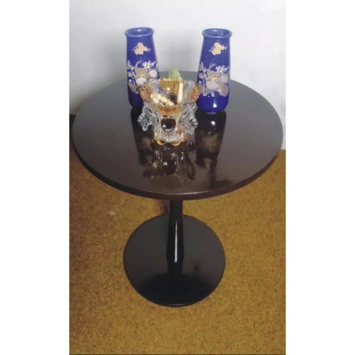 Side Table Brown, Round Top, Single Leg with Round Base table, Modern Style coffee Table for Living Room, Balcony, Lawn and for Tea and Coffee Serve Wood End Table, Wooden Coffee Table