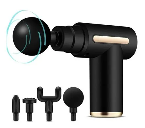 Deep Tissue Massager Gun Facial Muscle Fitness Chargeable–Leg & Full Body Relaxation Machine for Unisex, Imported Powerful Massage Gun, USB Cable Rechargeable Vibrator Massage Machine, Pain Relief & Improved Circulation–6 Speed Levels with 4 Massage Heads