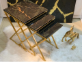Nesting Tables Set Coffee Table Set Side Table Set Black And Gold Cross Legs Accent Tables Set Of 3. 