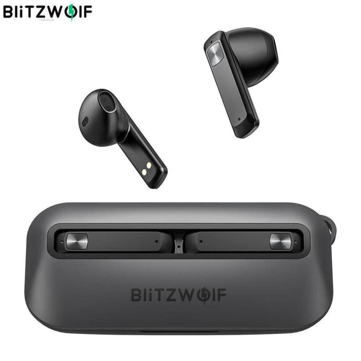 BlitzWolf BW-FPE1 TWS bluetooth Earphone 1.7CM Ultra Thin Portable Earbuds 13mm Large Driver HiFi Stereo ENC Dual Mic Half in Ear Headphone - Black