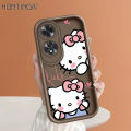 Hontinga for OPPO A60 Back Cover Cute Shy Hello Kitty Pattern Ladder Soft Camera Protection Rubber Phone Case for Girls. 