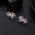 FASH 1*Set Girl Lucky Unicorn Necklace / Bracelet / Adjustable Ring / Stud Earrings Fashion Jewelry Luxury Color Diamond Horse Jewelry. 