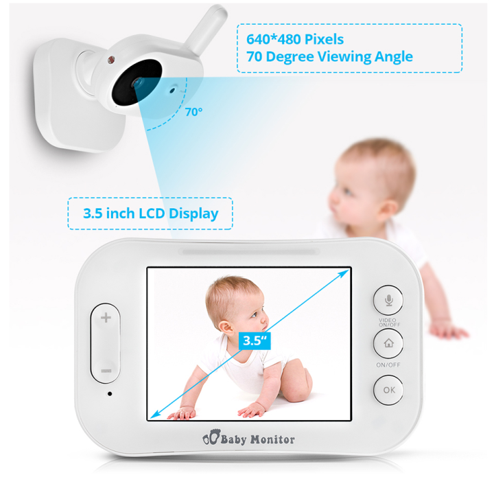 KERUI%203.5%20Inch%20Wireless%20Video%20Color%20Baby%20Monitor%20Music%20Baby%20Security%20Camera%202%20Way%20Audio%20Talk%20Night%20Vision%20Temperature%20Babysitter%20(N)%20-%20Image%204