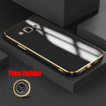 For Samsung Galaxy Grand Prime Back Cover with Ring Holder Stand Luxury 6D Plating Square Frame Shiny Case Camera Lens Protection Soft Silicone Mobile Phone Cases. 