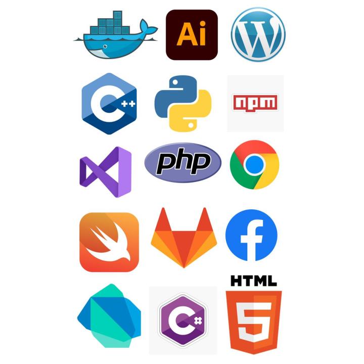 Pack of 15-Programming Languages Logo Stickers for Laptop,Cars and ...