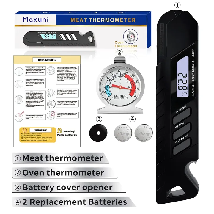 M%C3%A0x%C3%BBn%C3%AE%20Meat%20Thermometer,%20Digital%20Instant%20Read%20Meat%20Thermometer%20for%20Cooking%20and%20Grill,%20Waterproof%20Kitchen%20Thermometer%20with%20Backlight,%20Fast%20Cooking%20Thermometer%20for%20Grilling%20BBQ%20with%20Oven%20Thermometer%20-%20Image%203