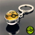 Pokémon Pikachu Cartoon Glow Keychain Anime Figures Mewtwo Eevee Arceus Lucario Action Figure Glass Ball Pendant Metal Keychains. 