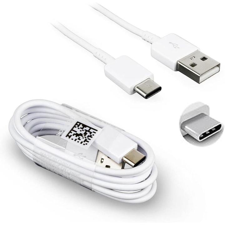 USB Type C Cable Fast charging | White Rubber Data Cable for All Android Smartphones - Phone Charger Cable - USB to Type C Cable