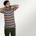 Round Neck T-Shirts for Men - Crew Neck - Strip Design - Black, Grey - Medium, Large, XL Size T Shirt. 