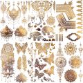 Realistic Elephant Moon Temporary Tattoos For Women Adult Butterfly Lace Mandala Tattoo Sticker Gold Waterproof Chest Tatoo. 