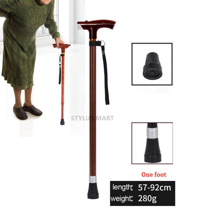 Old man stick with torch light intelligent wood color  Hiking Walking stick Trekking Poles