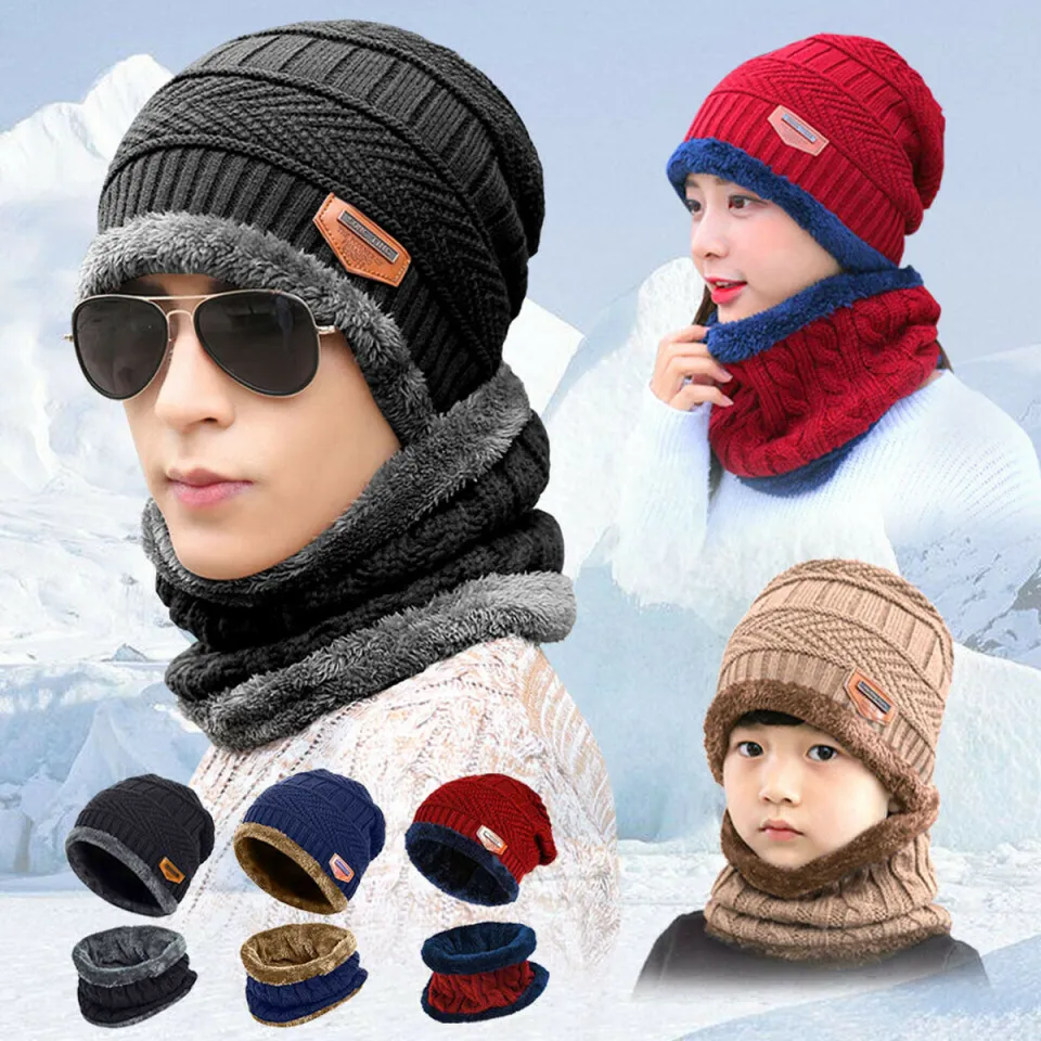 COUVER Winter Beanie & Scarf Set - Soft Acrylic Knit, 12" Cuffed Beanie & 69" Long Scarf, Unisex Warm Set