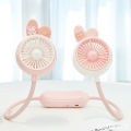 New halterneck outdoor cartoon cute little fan usb charging mini portable big wind small fan manufacturers. 