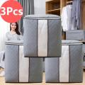 Pack of 3 High Quality New Waterproof Home Storage Foldable Bag Large Collapsible Bamboo Zipper Bag for Bedding Pillow Quilt Clothes Blanket. 
