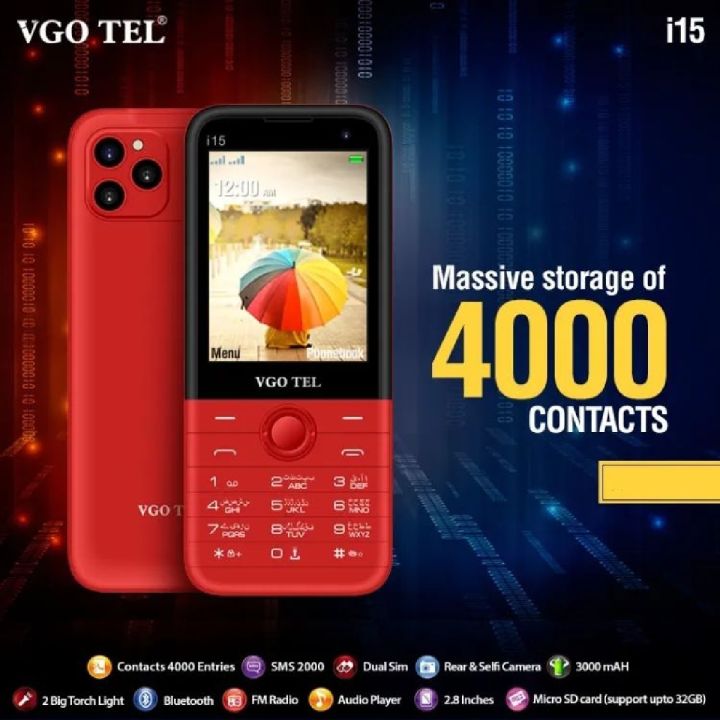 VGOTEL i15 - 2.8 Inch - 3000mAh Battery - DualSim - Bluetooth - Wireless FM Radio - AnyColor