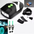 Bike Bits Bazaar Strauss Bicycle LED Headlight with Horn | Horn Lamp, Bike Headlight & Bicycle Horn | Universal Adjustable Front Head Light | 2 in 1 Device,(Black/Green. 