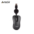 A4Tech N-60F Mini Mouse - 1000 DPI- Retractable Wire - Portable Mouse - Ideal for Laptop - Black. 