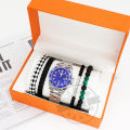 watch men bracelet  Men's Green Water Watch with Box Watch Bracelet watch set. 