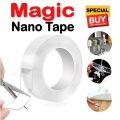Ivy Grip Tape - Water Resistant Double Sided Transparent Multipurpose, Reusable & Washable Self Adhesive Tape, Two Side Sticky Wall Adhesive Strips Clear Nano Tape. 