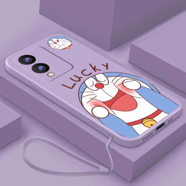 Vivo Y17s Cute Lucky Doraemon Phone Cover Liquid Silicon Case Shockproof Casing