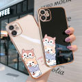 Jizetin (Free Lanyard) for iPhone 13 Back Cover Cute Dogs Luxury 6D Plating Case Side Pattern Soft Silicone Square Phone Cases. 