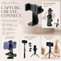 Tripod Clip Bracket Holder For Mobile Phone With 1/4 inch Nut Two Screw Holes For Vertical / Horizontal Mounting - Tripod Clip For Phone - Black. 