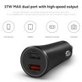 Xiaomi Mi 37W Dual-Port USB Car Charger - Model : CC06ZM - Andriod - Super Fast Adapter - Socket - Black - Qualcom 3.0 Certified. 