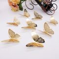 3D Butterflies Wall Stickers Home Décor Butterflies Refrigerator Room Décor Party Wedding Decoration 12 Pack Gold. 