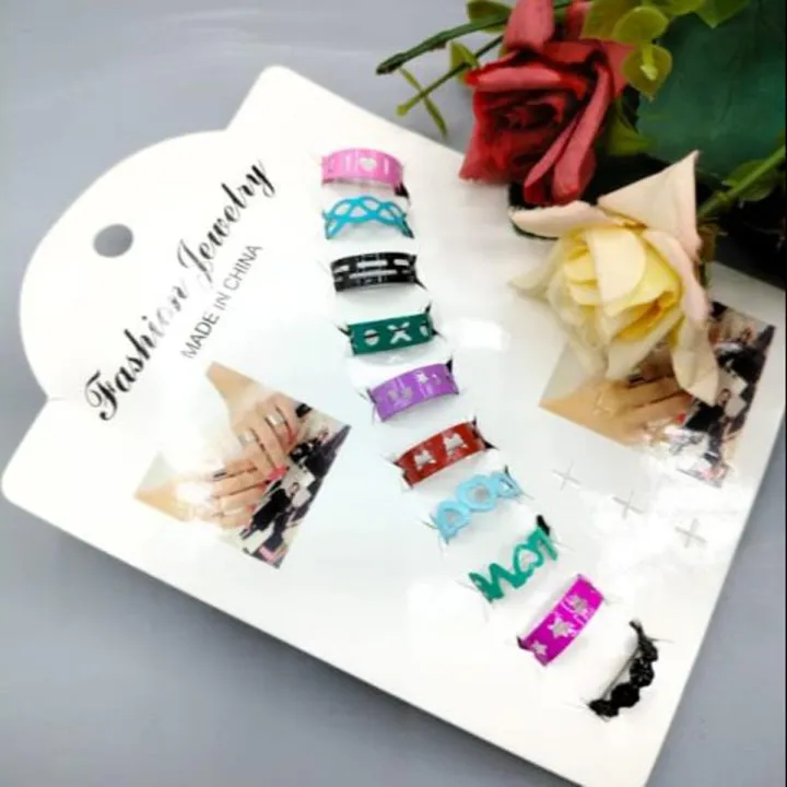 Pack of 10 Multicolour Adjustable Rings | Daraz.pk