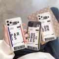 Ins Travel Label Country Phone Case Flight Ticket Letter Soft CoverFor Iphone 11 Pro Max. 