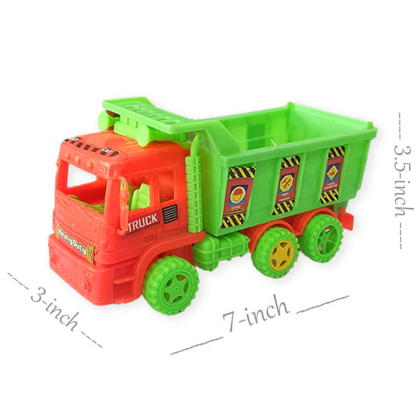 Friction Powered Construction Dump Truck Toys For Kids Boys Girls Car Transport Toy Best Push and Go Power Plastic Vehicle - Size 7 inch