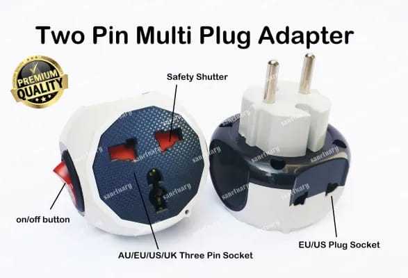 Universal Multi Plug Adapter Travel Adapter, Two pin socket Button, 3 Pin US, UK converter to EU Plug Conversion Adapter Highly Durable Multi Socket