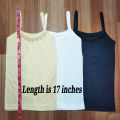 Pack of 3 Summer Soft Cotton Full Camisole For Little Girls Kids Long Shameez  Long Tank Tops Undershirt For Little Kids Girls (4 to 6 Years Old) - Skin/Black/White. 