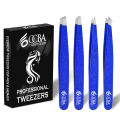 OCBA Eyebrow Tweezers Set Pack of 4  Precision Beauty Tools in Blue, Silver, Red & Black, Stainless Steel for Facial Hair Removal & Grooming for Women & Men. 