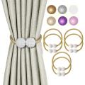 2 PCS Pearl Magnetic Ball Curtain Buckle Magnetic Curtain Tiebacks Convenient Drape Tie European Style Decorative Weave Rope Curtain Rings & Buckles Holder for Window Sheer Blackout Draperies, Parday. 