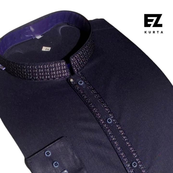 Dark Blue Men Kameez shalwar Eid Collection