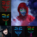 Halloween Luminous Hacker Mask LED Glowing V For Vendetta Face Mask Neon Light Up Cosplay Anonymous Mask Bar Carnival Prop. 