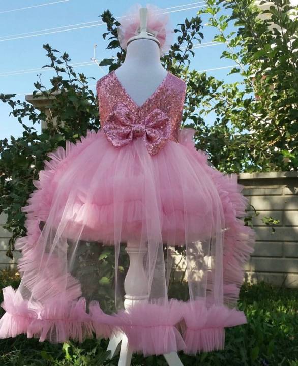 fancy%20pink%20sequin%20tail%20frock%20for%20baby%20girls%20-%20Image%203