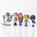 5pcs/set Teening Titans Teening GO Robin Raven Beast Cyborg Anime Action Figure PVC toys Collection figures for friends gifts. 