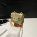 Lock, personality, temperament, chain lipstick, mini foreign style, early autumn, new simple foreign style, 2024 crossbody small square bag women. 