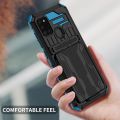 For Samsung Galaxy A21s Three-in-one Multifunctional Hidden Credit Card Slot Bracket Protective Case. 